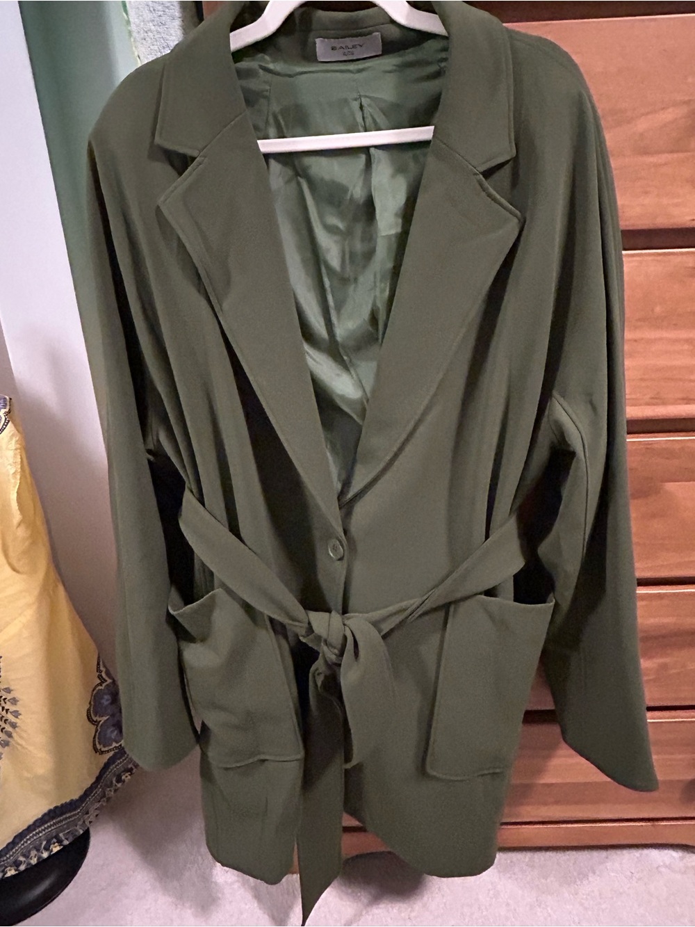 Olive Green Belted Wrap Blazer